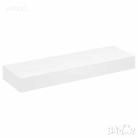 Бял МДФ плаващ стенен рафт с 1 чекмедже за съхранение на книги（SKU:242188）