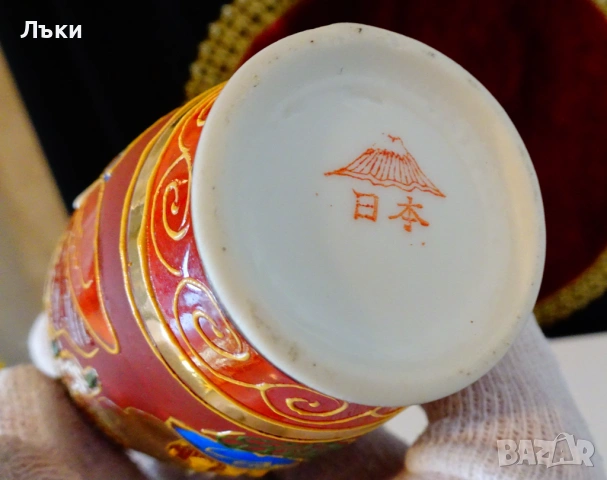Ваза японски порцелан Satsuma,злато,печат. , снимка 10 - Вази - 53478086