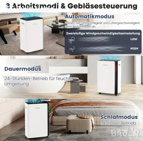 🌬️ ТОП ОФЕРТА! 20L Обезвлажнител + Въздухопречиствател с Wi-Fi | Тиха работа | Сушене на дрехи | 🌬️, снимка 6 - Влагоабсорбатори и влагоуловители - 53638429