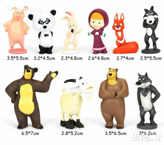 Лот 10бр фигурки за торта Маша и Мечока , снимка 5 - Фигурки - 50658834