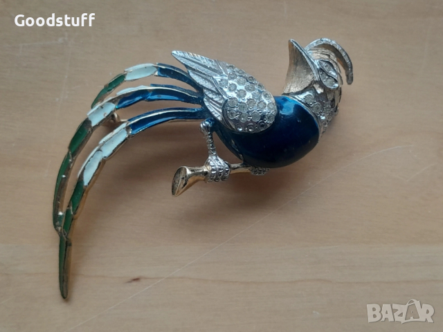 Арт Деко стара брошка,Pierre Cardin,емайл,маркировки,позлата 