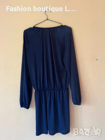 Тъмно синя рокля с ластик в талията е на ръкавите 💙, снимка 2 - Рокли - 51187610