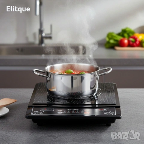 Индукционен котлон Cheffinger - 2000W, с дигитален дисплей, таймер и защита от прегряване, снимка 2 - Друга електроника - 53120332