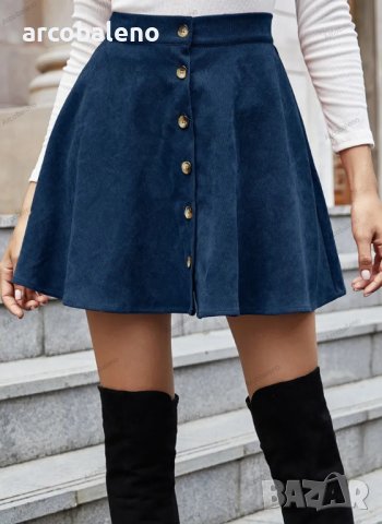 Модна дамска ежедневна кадифена пола с висока талия, 2цвята - 023, снимка 6 - Поли - 41637696