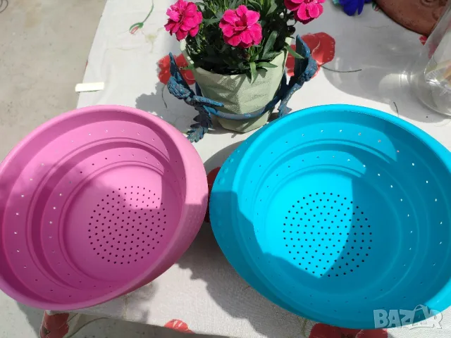 2 силиконови нови гевгири сгъваеми цедки вносни