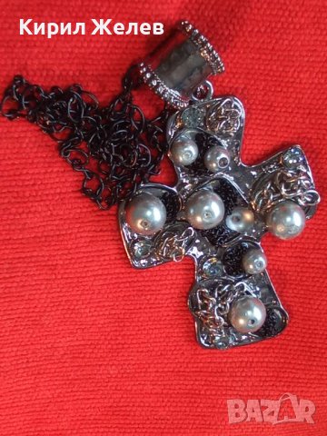 МОДЕН АРТ СРЕБРИСТ ПЕРЛЕН КРЪСТ с ВЕРИЖКА 24304