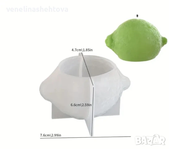 3D 2 модела лимон изправен легнал Силиконов молд форма за свещи гипс сапун смола, снимка 5 - Форми - 50645683