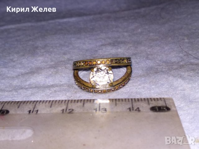 Стар СКЪПОЦЕНЕН БРОНЗОВ ПРЪСТЕН с МАСИВНА БЯЛА ПОЗЛАТА МАРКИРОВКИ и БРИЛЯНТНО ФАСЕТИРАН ЦИРКОН 38638, снимка 10 - Антикварни и старинни предмети - 41682683