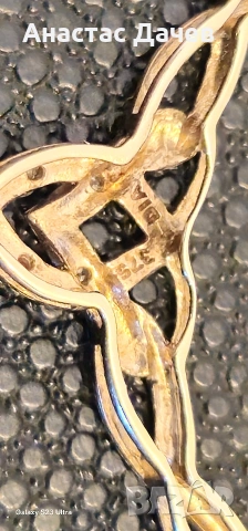 Златно дамско кулие 375 със 5 малки диаманта, снимка 6 - Колиета, медальони, синджири - 53795421