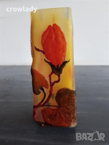 Красива ваза НАНСИ DAUM NANCY сецесион с пеперуда реплика, снимка 3 - Вази - 40890601