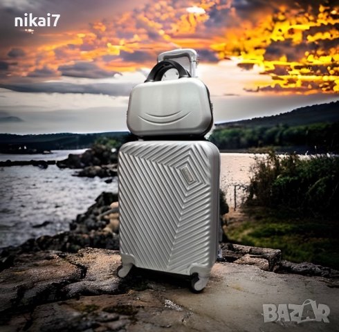 пътнически куфар+авио чанта лек здрав 100%ABS 54/39/20 4ри колела 360°, снимка 9 - Куфари - 42072756