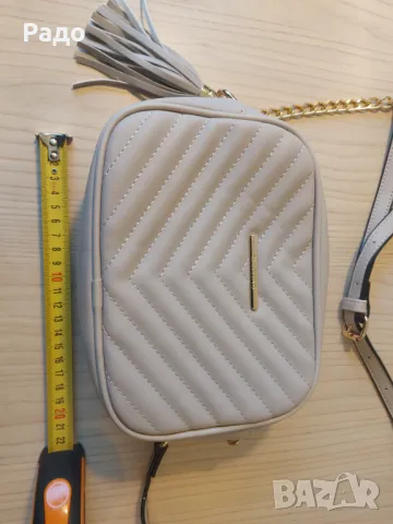 Нова дамска кожена чанта EXCLUSIVO през рамо Бежово злато абитуриентски бал мини чантичка раница, снимка 6 - Чанти - 49409277