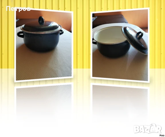 Тенджера емайл с кант тъмно синя нова средна.4 л., снимка 1