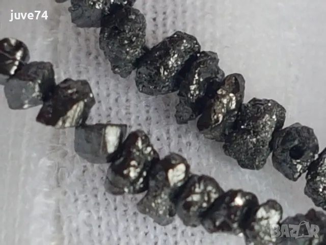 КОЛИЕ ОТ ЕСТЕСТВЕНИ ЧЕРНИ ДИАМАНТИ (АФРИКА) 23 кт., снимка 1