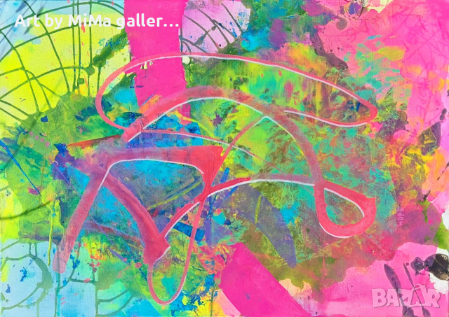 Абстракция 50х70 см., голяма картина, abstract painting, за Нова Година - оригинален подарък, снимка 2 - Картини - 52812223