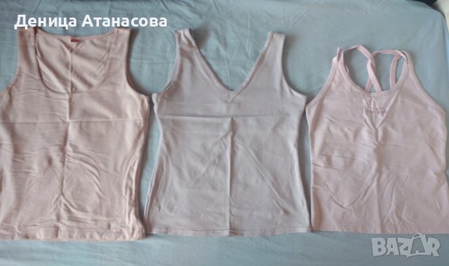 Блузки и потници, ризи с къс и дълъг ръкав, черно сатенено и дънкено бюстие размер М, снимка 3 - Потници - 41884937