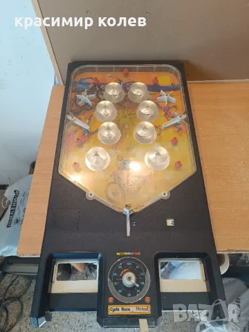 стара американска играчка"Vintage 1977 Marx Toys Cycle Race Pinball", снимка 5 - Антикварни и старинни предмети - 49088121