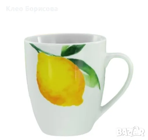 Комплект от 2 порцеланови чаши - Изчистено бяло или лимон върху бяло, снимка 5 - Други - 49105084