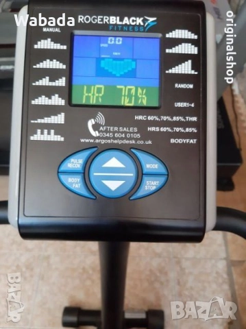 Запазен велоергометър Roger Black стационарен велосипед с дигитален дисплей и захранващ адаптер, снимка 6 - Фитнес уреди - 52580594