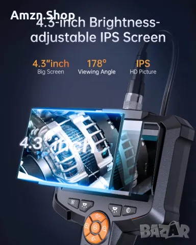 Ендоскопска камера двойна леща 4.3'' IPS екран 1080P HD Ендоскоп бароскоп за инспекция 5 метра, снимка 3 - Друга електроника - 47710071