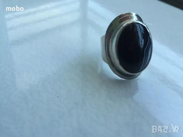 Красив нов сребърен пръстен с черно-бял  камък , тегло 11.94г,  проба 925. , снимка 5 - Пръстени - 49674403