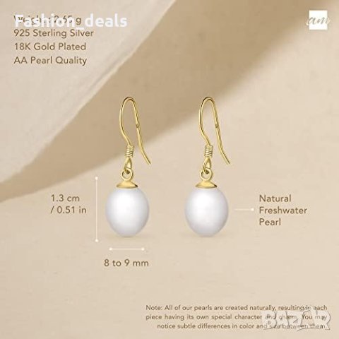 Нови Дамски сребърни обеци със сладководни перли 925 проба подарък жена, снимка 4 - Обеци - 41465093