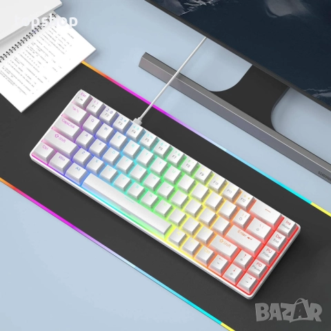 Чисто нова MageGee MK-Box Мини преносима механична геймърска клавиатура, 65% оформление..., снимка 8 - Клавиатури и мишки - 51995033