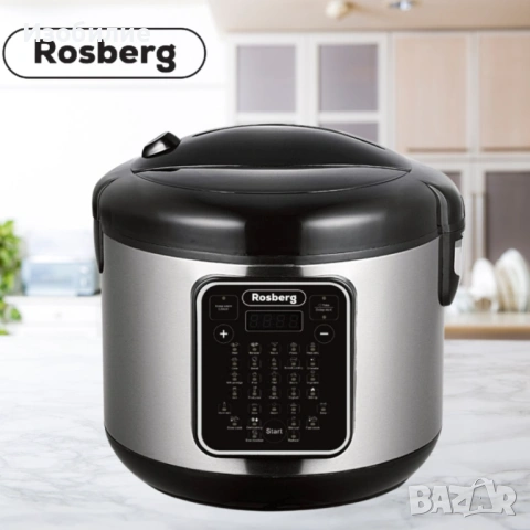 Мултикукър с 31 програми Rosberg, 780W, 5L, Незалепващо покритие, Инокс 2 ГОДИНИ ГАРАНЦИЯ, снимка 2 - Мултикукъри - 53040564