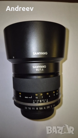 Samyang 85 mm f/1.4 MK2 за Nikon F – Като нов, пълен комплект, с чип!