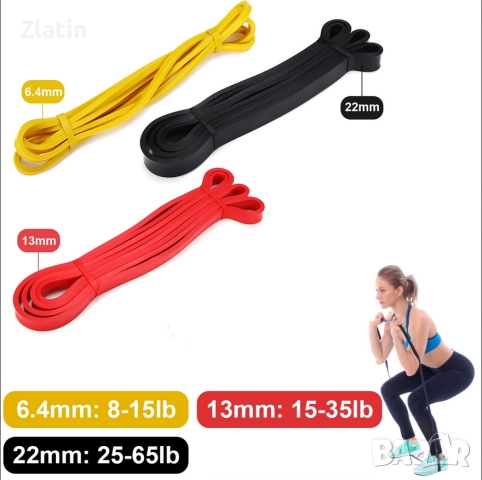 Силови ленти със съпротивление Active Gym - 6,4мм , 13мм и 22мм