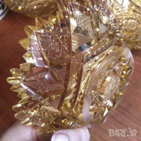 Бохемски рядък жълт кристал купи разпродажба, снимка 3 - Сервизи - 36222590