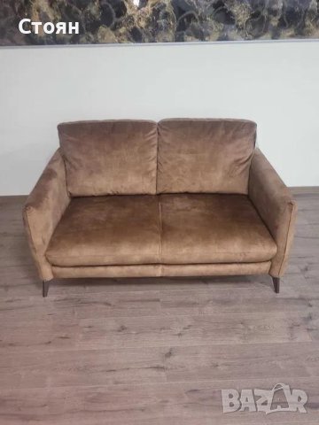 Дизайнерски кафяв диван от плат кадифе двойка, снимка 6 - Дивани и мека мебел - 42422504