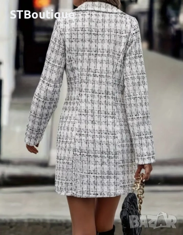 🌟 Есен/Зима 2025 – Винтидж Карирано Твид Палто в 3 цвята ,STBoutique 🌟, снимка 6 - Палта, манта - 52240256