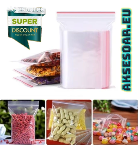 200 бр. Нови Малки найлонови прозрачни вакуумни торбички затварящи се с цип за съхранение многократн, снимка 11 - Сортови семена и луковици - 53109184