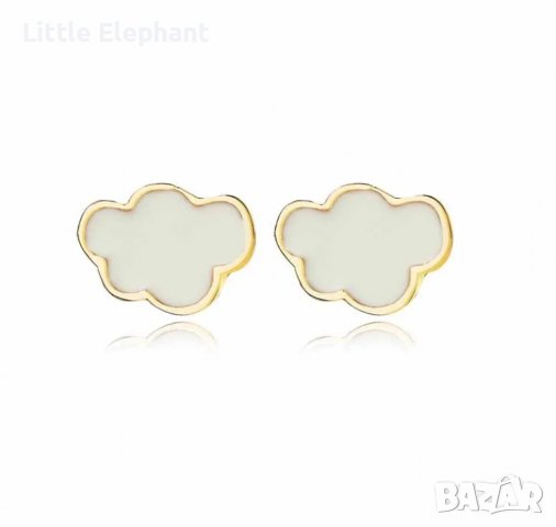 Sale Сребърни обеци облачета,Sweet tiny model,Gold/нови, снимка 1