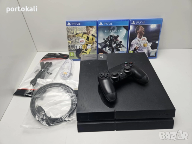 +Гаранция! PS4 Playstation 4 Плейстейшън 4 500GB джойстик игра кабели 3 игри, снимка 2 - PlayStation конзоли - 46232488