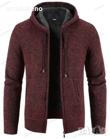 Ежедневно мъжко плетено яке с качулка и цип, 5цвята , снимка 2 - Якета - 47740924