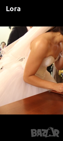 Сватбена рокля с корсет от мъниста и цялата в брукат, снимка 5 - Рокли - 52741483