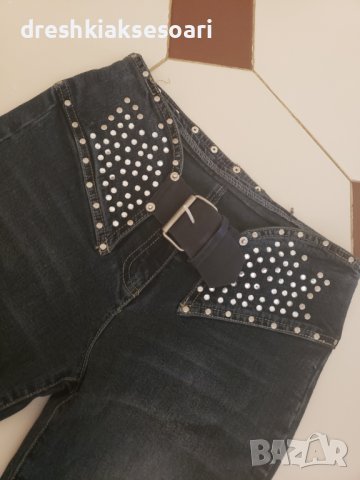 Дънки с камъни и пулчета, снимка 1