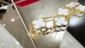 Van Cleef & Arpels VCA 5 Motifs Gold Chalcedony Vintage Alhambra Дамска Гривна, снимка 8