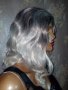 Нова перука омбре -тъмносиво към платинено русо - средна дължина, снимка 1 - Аксесоари за коса - 35845598