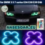 Ангелски очи многоцветни RGB LED Фарове Angel Eyes DRL за кола пръстени 2x131 и 2x146 mm за BMW, снимка 1
