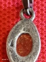 Винтидж сребърна висулка с Натурален Кехлибар цвят коняк майсторска изработка 33380, снимка 9