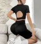 Дамски спортен екип с къс ръкав в черно , снимка 1