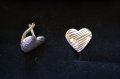 Сребърни обеци сърца, с лазерна обработка , снимка 2