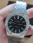 Нов Мъжки Часовник AP Audemars Piguet Сребрист с Черно Лице Механичен Автоматичен Самонавиващ, снимка 9