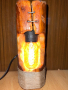 Ръчно изработена лампа от дърво с декорация, снимка 1 - Други - 44780489
