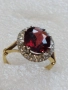 Съвременен дамски златен пръстен 18к с прекрасен гранат и диаманти.Има и сертификат, снимка 12
