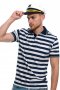 Нов мъжки комплект: моряшка блуза с яка и капитанска шапка, снимка 1 - Тениски - 29975171