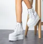 Боти на платформа - бяла кожа - BML88, снимка 2